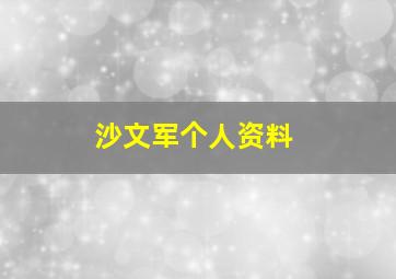 沙文军个人资料