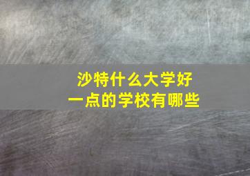 沙特什么大学好一点的学校有哪些