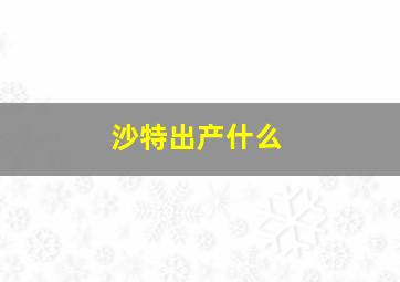 沙特出产什么