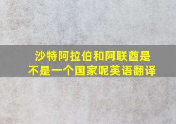 沙特阿拉伯和阿联酋是不是一个国家呢英语翻译