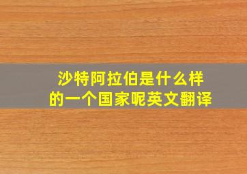 沙特阿拉伯是什么样的一个国家呢英文翻译