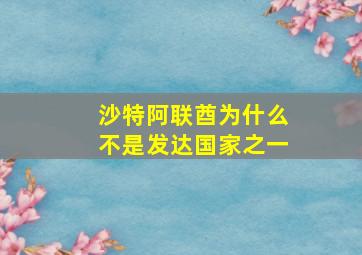 沙特阿联酋为什么不是发达国家之一