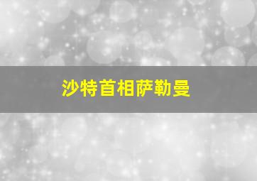 沙特首相萨勒曼