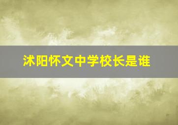 沭阳怀文中学校长是谁