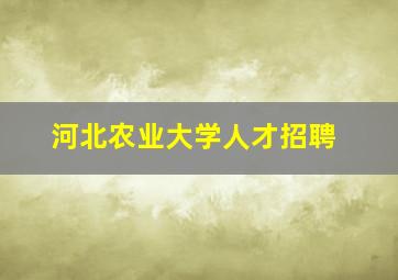 河北农业大学人才招聘