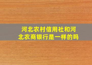 河北农村信用社和河北农商银行是一样的吗