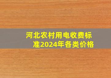 河北农村用电收费标准2024年各类价格