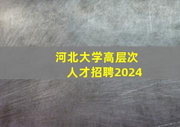 河北大学高层次人才招聘2024