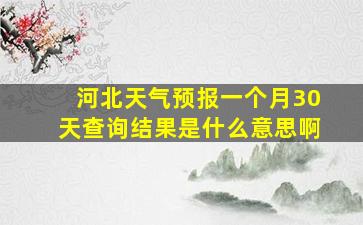 河北天气预报一个月30天查询结果是什么意思啊