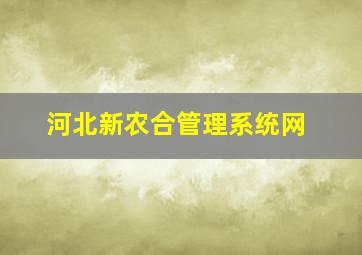 河北新农合管理系统网