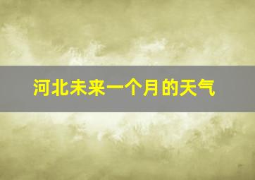 河北未来一个月的天气