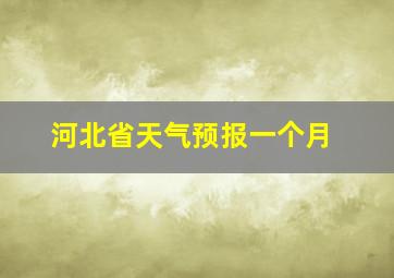 河北省天气预报一个月