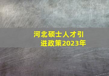 河北硕士人才引进政策2023年