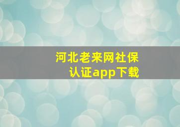 河北老来网社保认证app下载