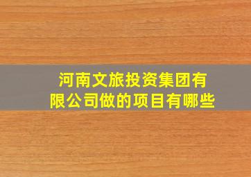 河南文旅投资集团有限公司做的项目有哪些