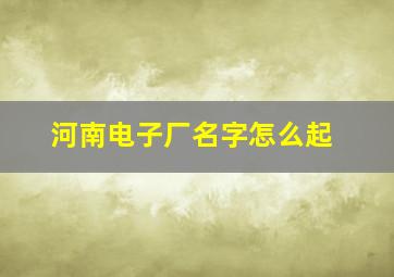 河南电子厂名字怎么起