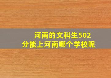 河南的文科生502分能上河南哪个学校呢