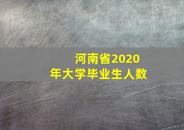 河南省2020年大学毕业生人数