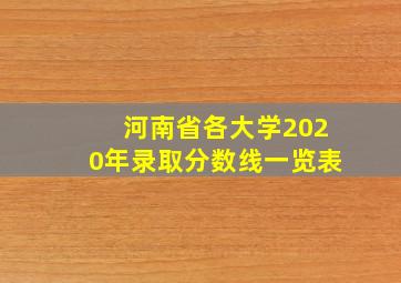 河南省各大学2020年录取分数线一览表