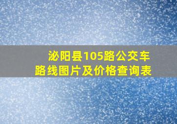 泌阳县105路公交车路线图片及价格查询表