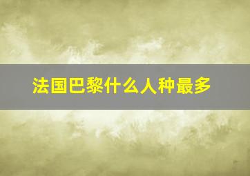 法国巴黎什么人种最多