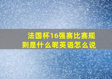 法国杯16强赛比赛规则是什么呢英语怎么说