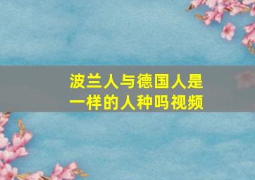 波兰人与德国人是一样的人种吗视频