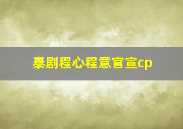 泰剧程心程意官宣cp