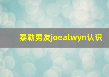 泰勒男友joealwyn认识