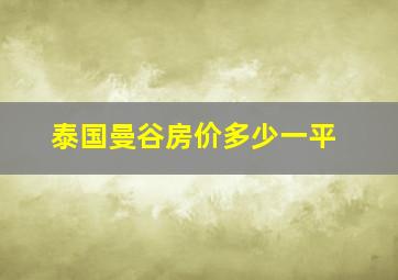 泰国曼谷房价多少一平