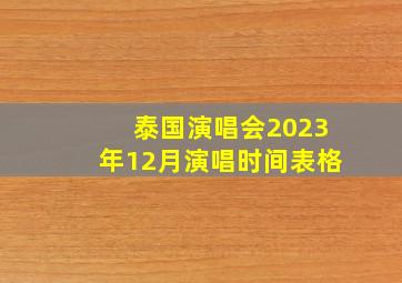 泰国演唱会2023年12月演唱时间表格