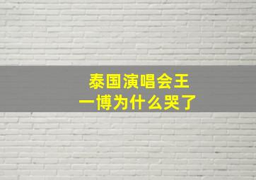 泰国演唱会王一博为什么哭了