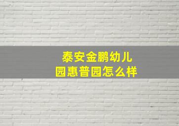 泰安金鹏幼儿园惠普园怎么样