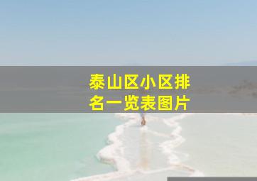 泰山区小区排名一览表图片