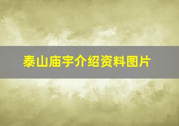 泰山庙宇介绍资料图片