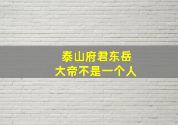 泰山府君东岳大帝不是一个人