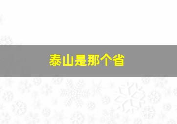 泰山是那个省