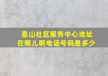 泰山社区服务中心地址在哪儿啊电话号码是多少