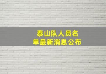 泰山队人员名单最新消息公布