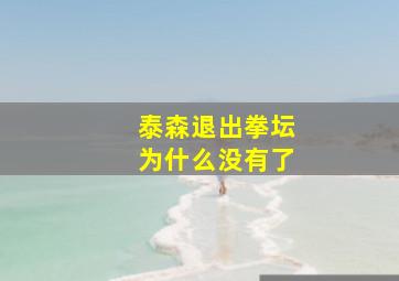 泰森退出拳坛为什么没有了