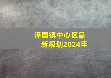 泽国镇中心区最新规划2024年