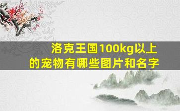 洛克王国100kg以上的宠物有哪些图片和名字