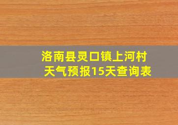 洛南县灵口镇上河村天气预报15天查询表