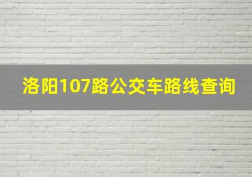 洛阳107路公交车路线查询