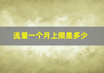 流量一个月上限是多少