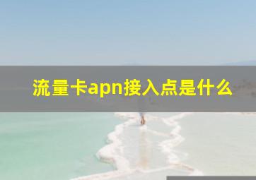 流量卡apn接入点是什么