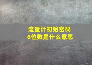 流量计初始密码6位数是什么意思