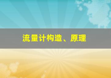 流量计构造、原理