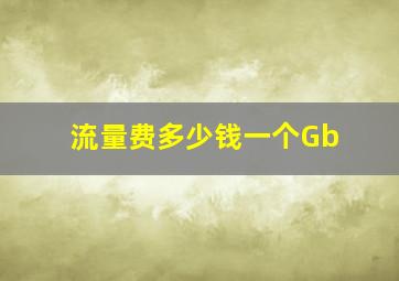 流量费多少钱一个Gb