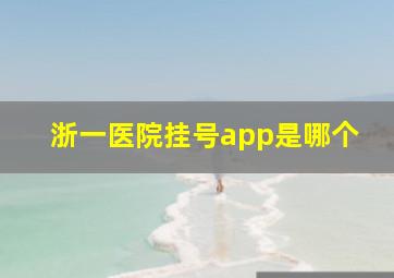 浙一医院挂号app是哪个